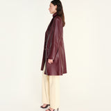 DINA - Mid-length leather blazer with pockets