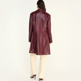 DINA - Mid-length leather blazer with pockets