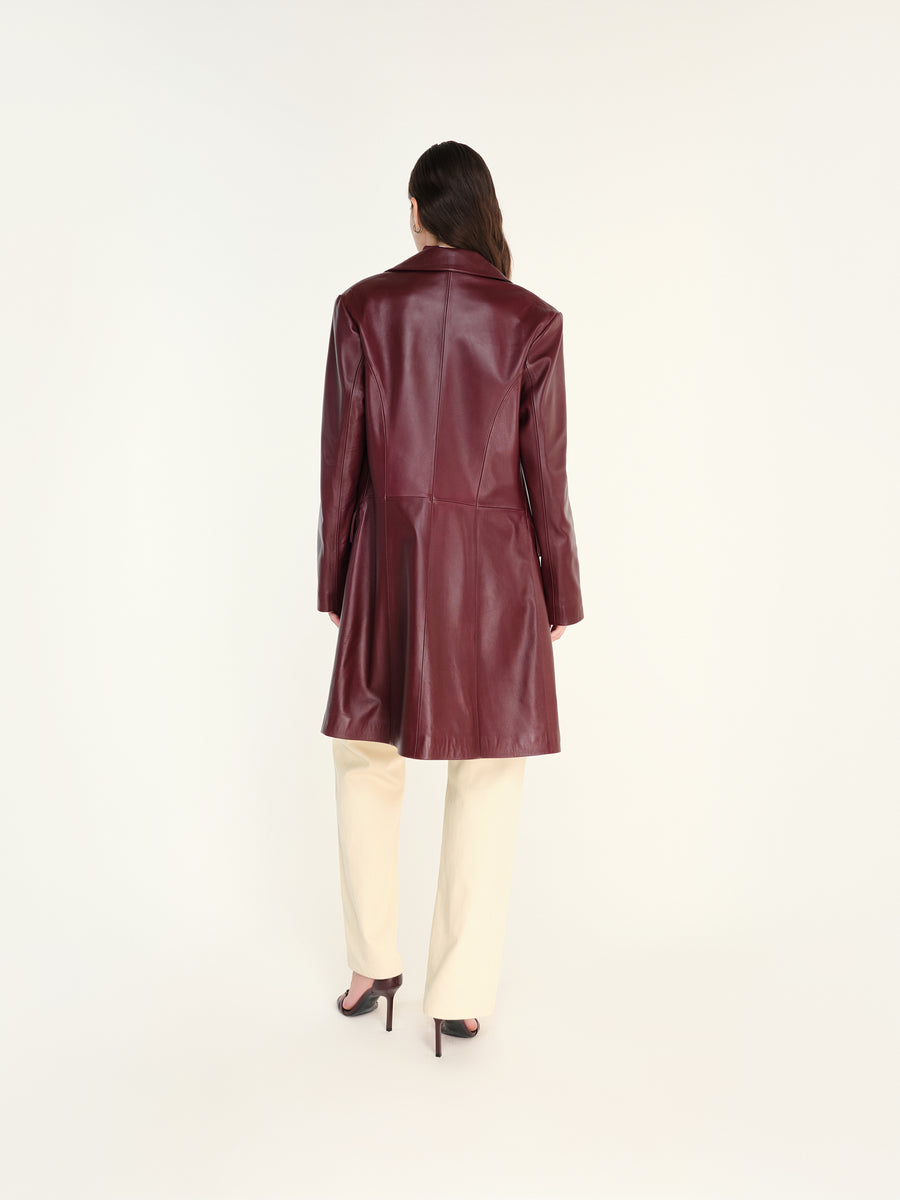 DINA - Mid-length leather blazer with pockets