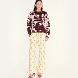 MIENA - Boxy-fit jacquard knit crewneck sweater