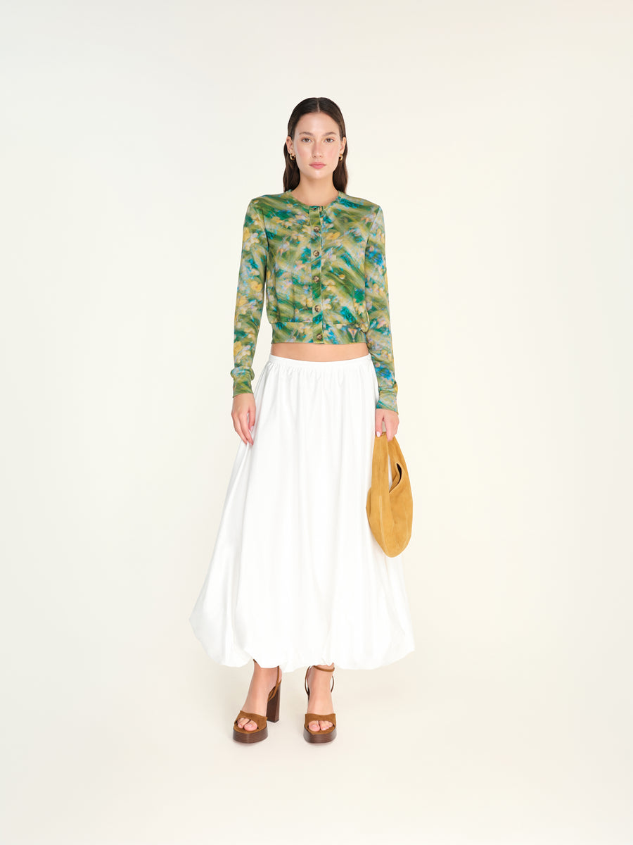 LEORA - Cotton puffball maxi skirt