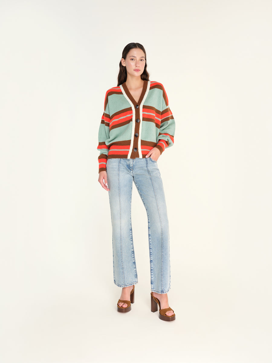 VORY - Striped cardigan with logo detail