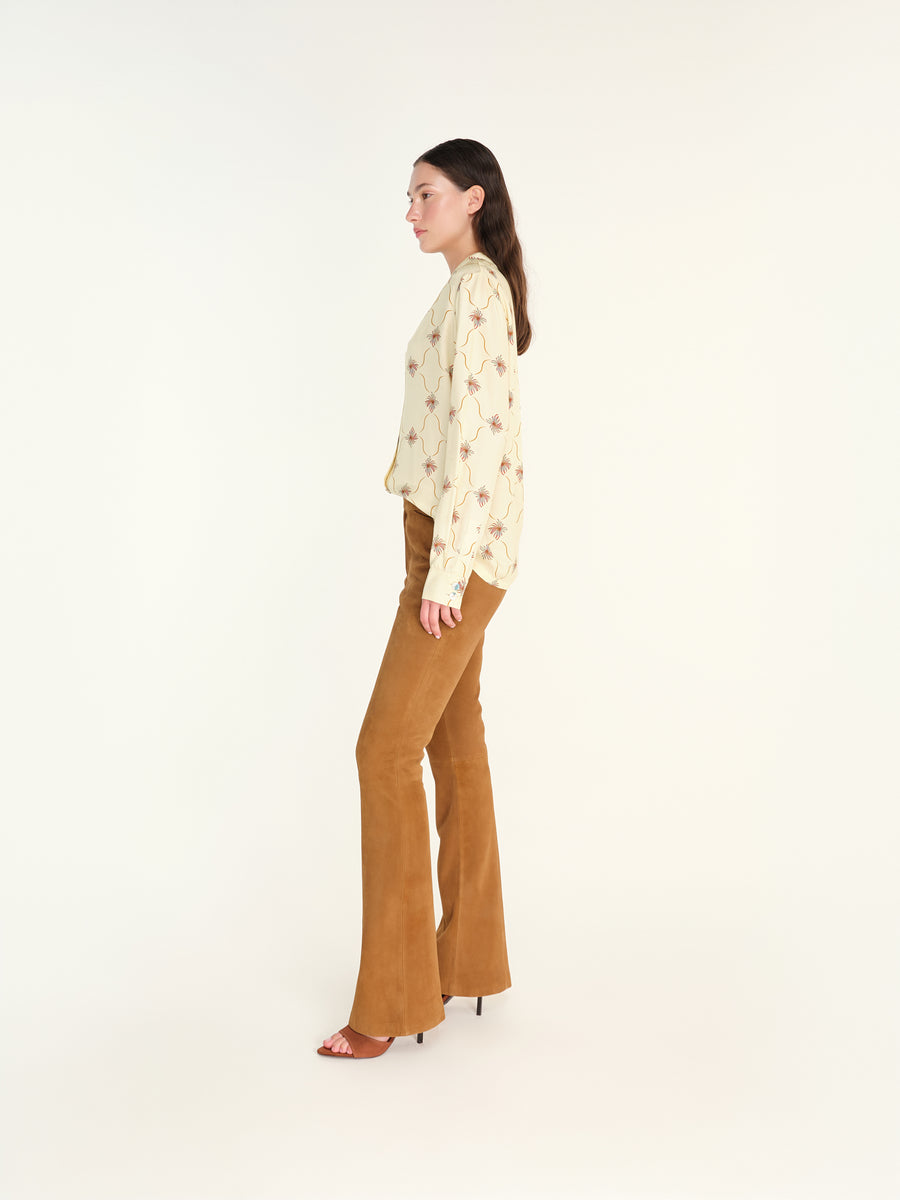 BERU - Flare-leg suede leather pants