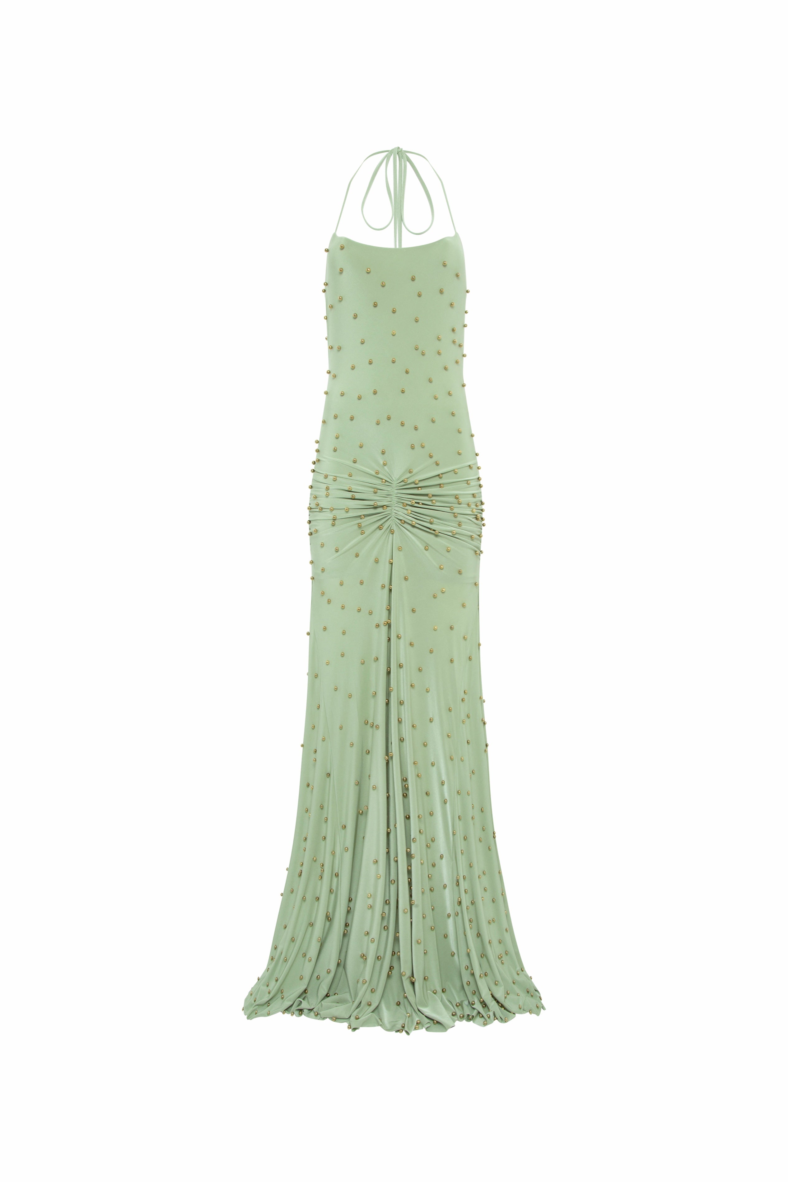 NENSI - Gold studded jersey slip maxi dress