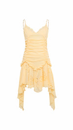 JAZ - Ruched v-neck embroidered mini dress