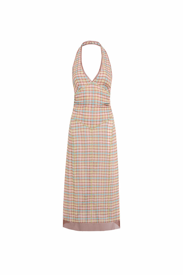 JOSETTE - Halter midi dress with side rouching