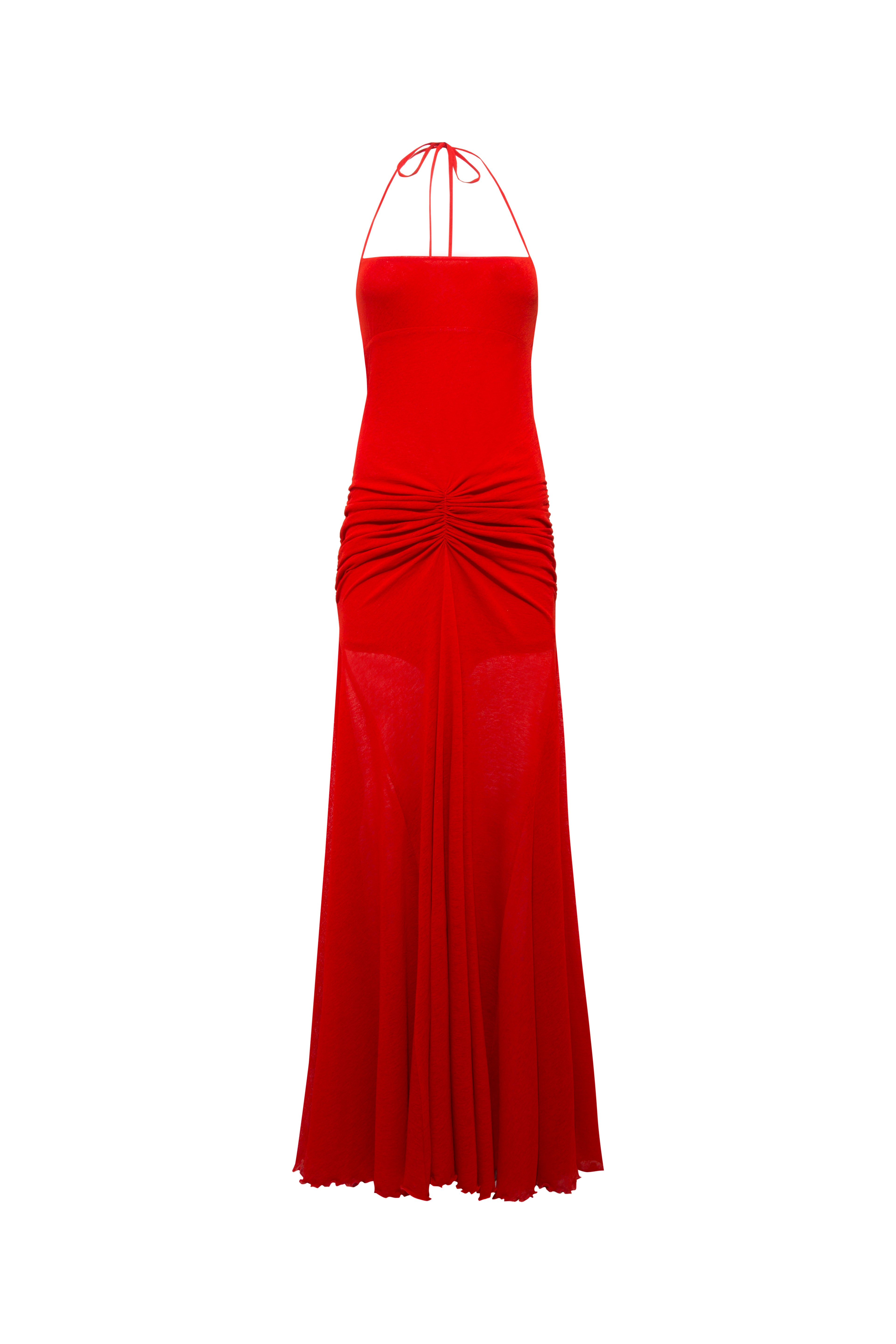 NENSI - Ruched mesh maxi dress