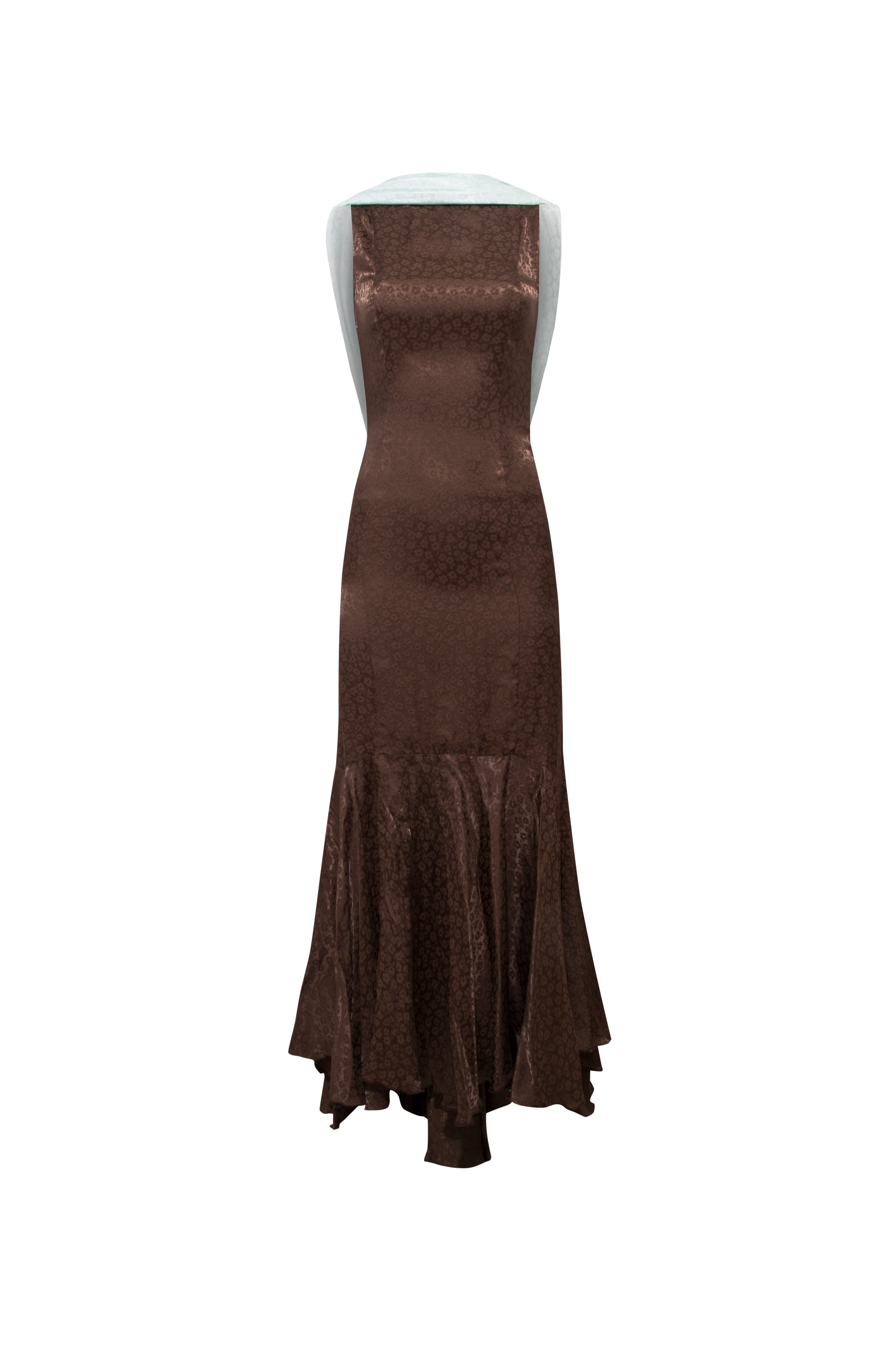 MANON - Jacquard satin maxi dress with draped back detail