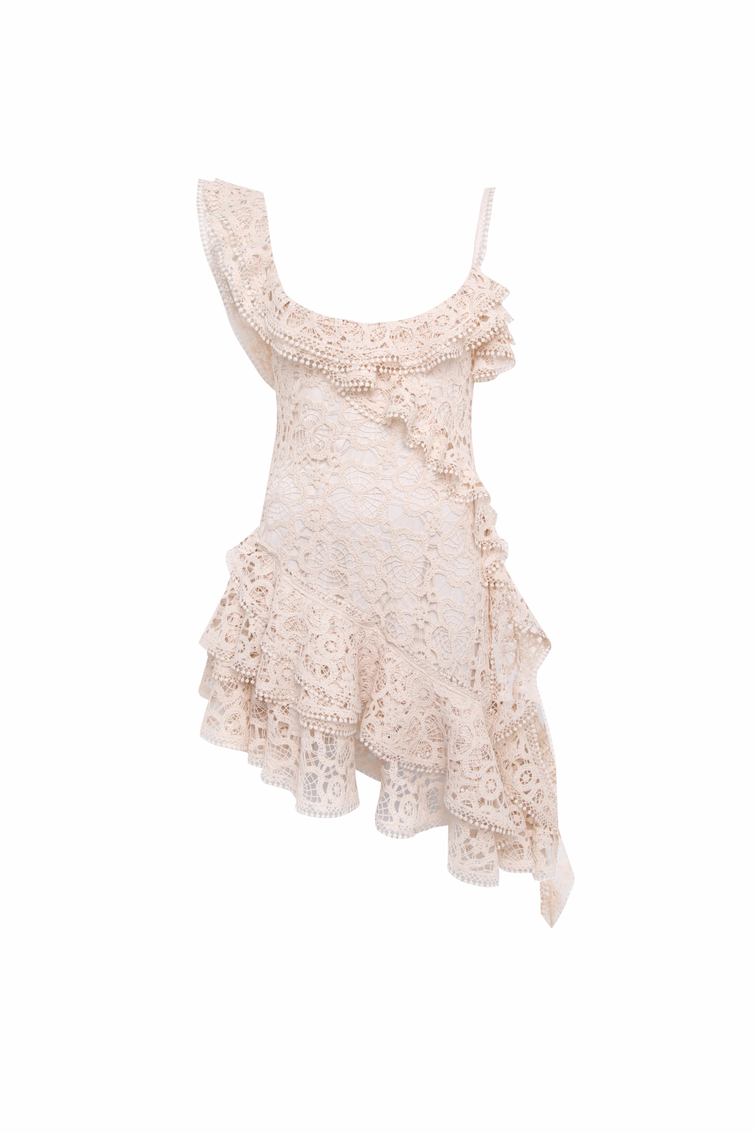 MIMIKA - Crochet ruffle mini dress