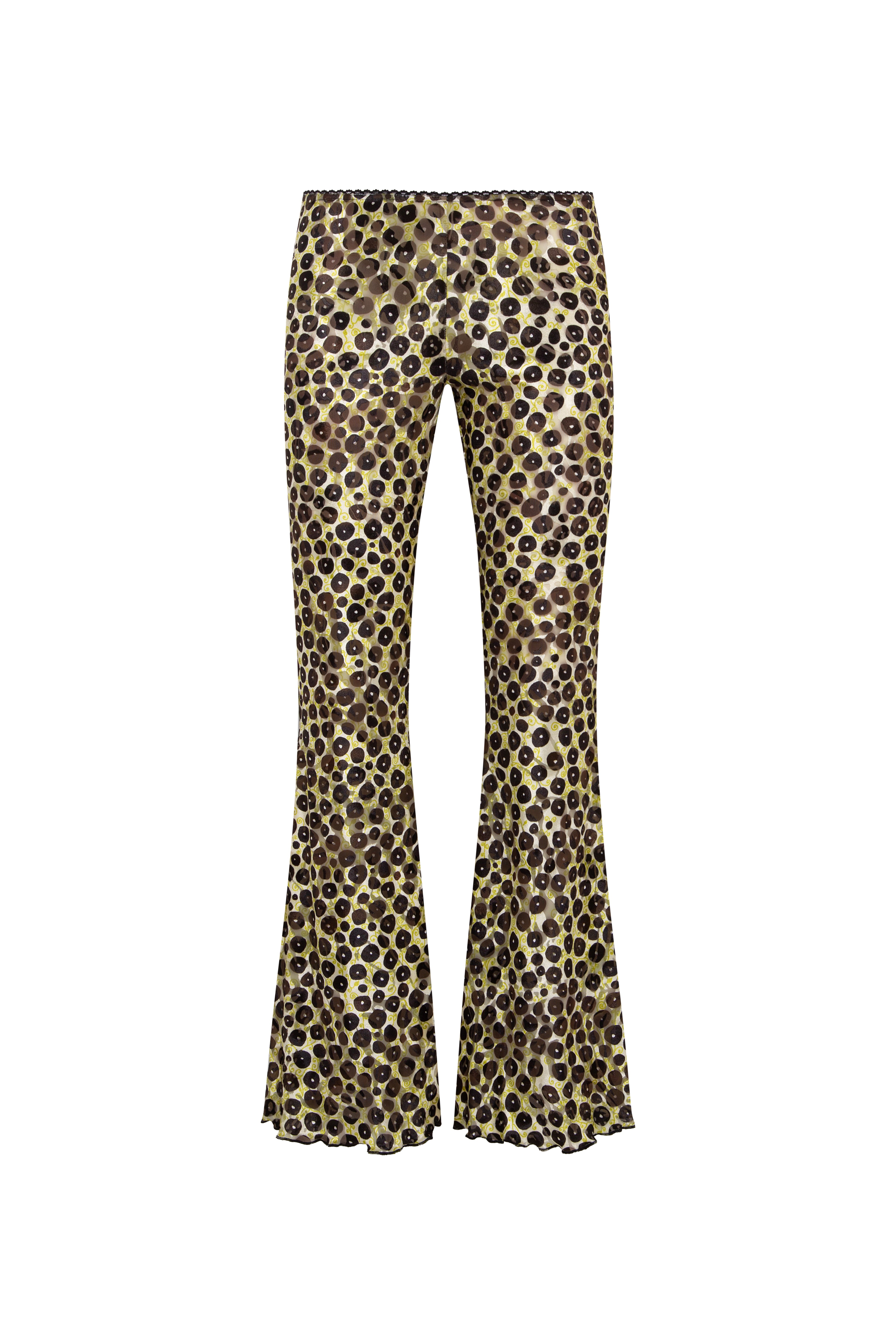 JESLYNN - Velvet flared pants with devoré detail