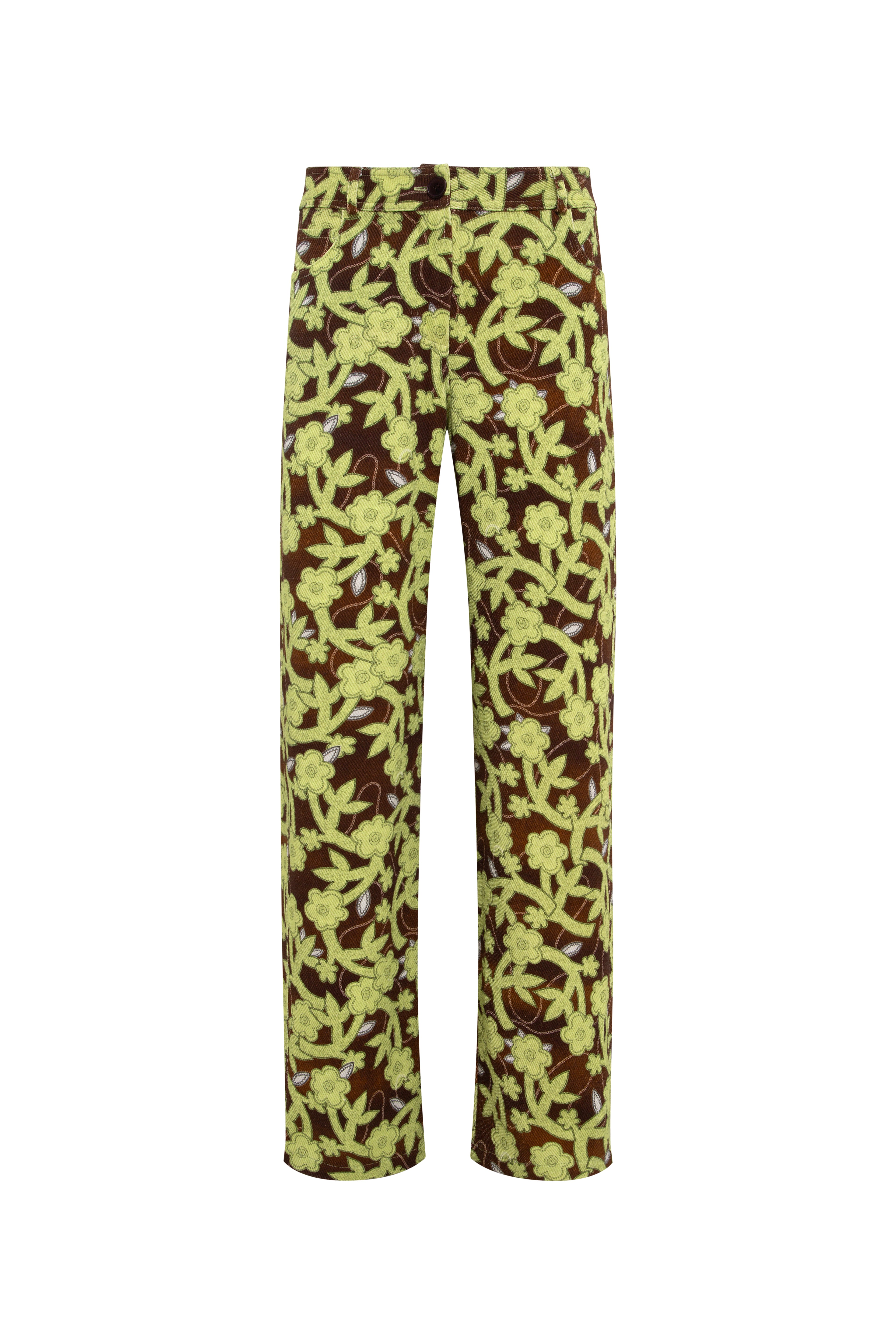 ROUX - Floral printed straight-leg low-rise pants