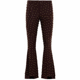 JESLYNN - Low-rise studded jersey flare pants