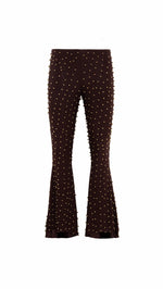 JESLYNN - Low-rise studded jersey flare pants