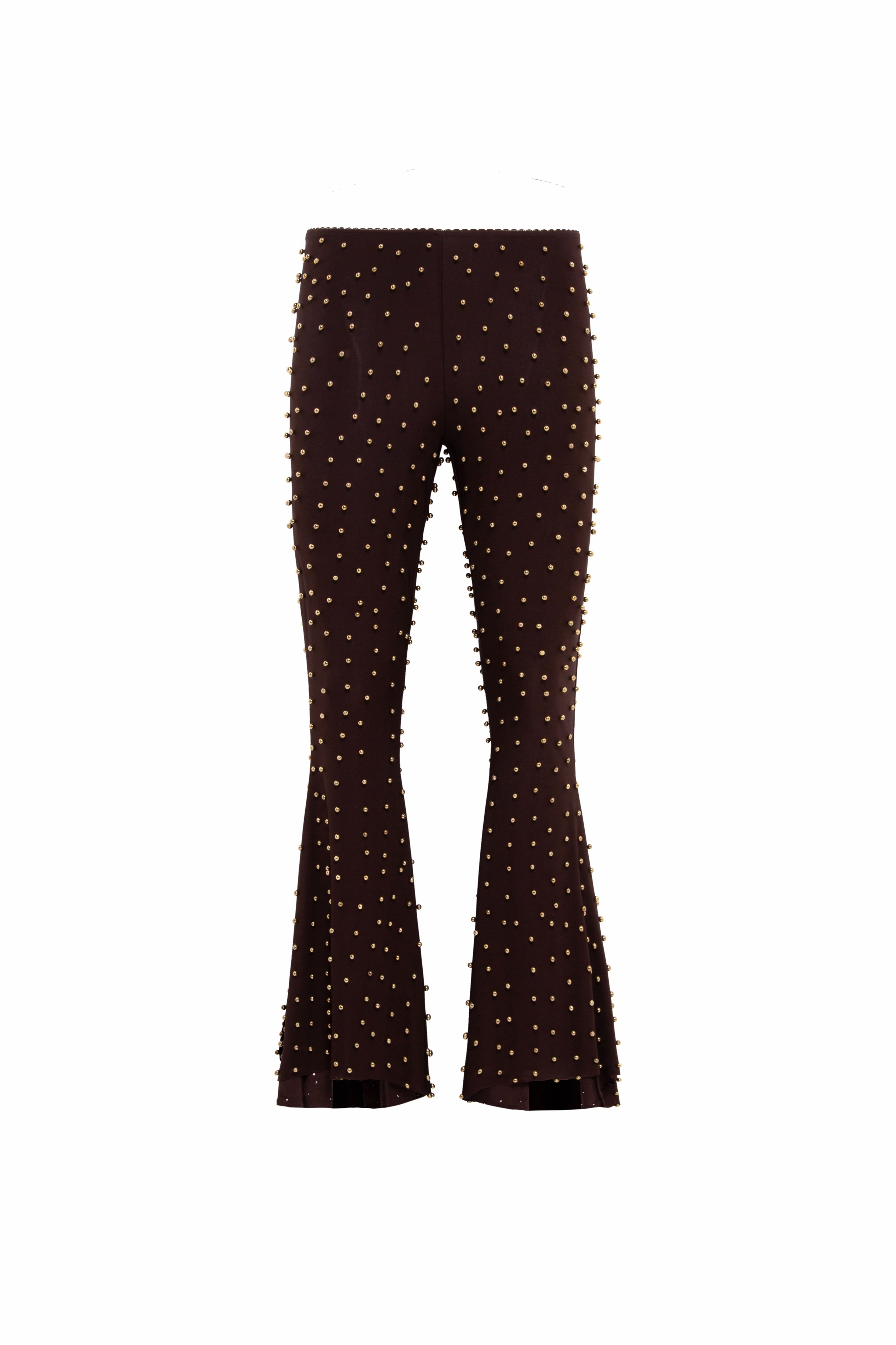JESLYNN - Low-rise studded jersey flare pants