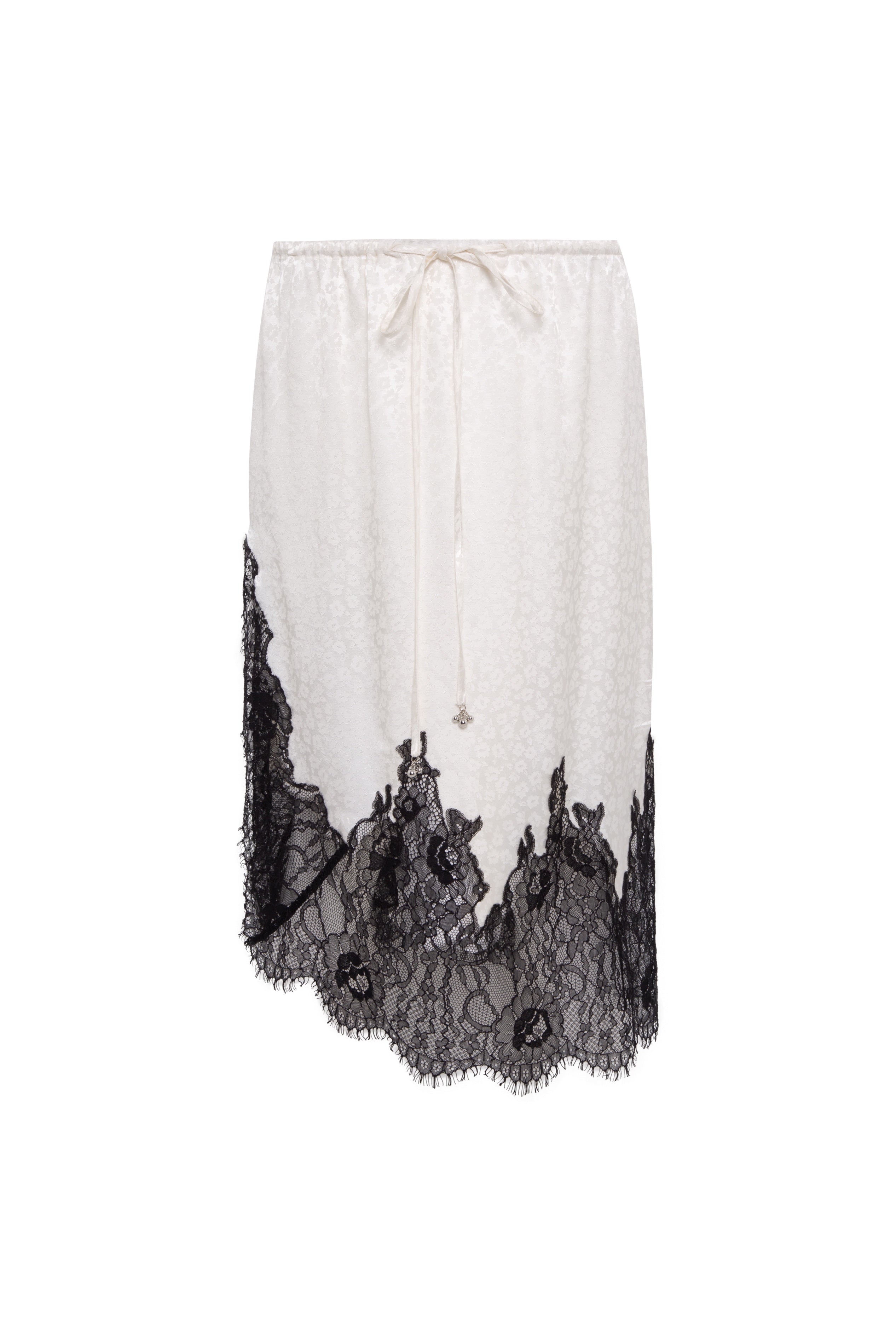 NELL - Satin lace trimmed midi skirt