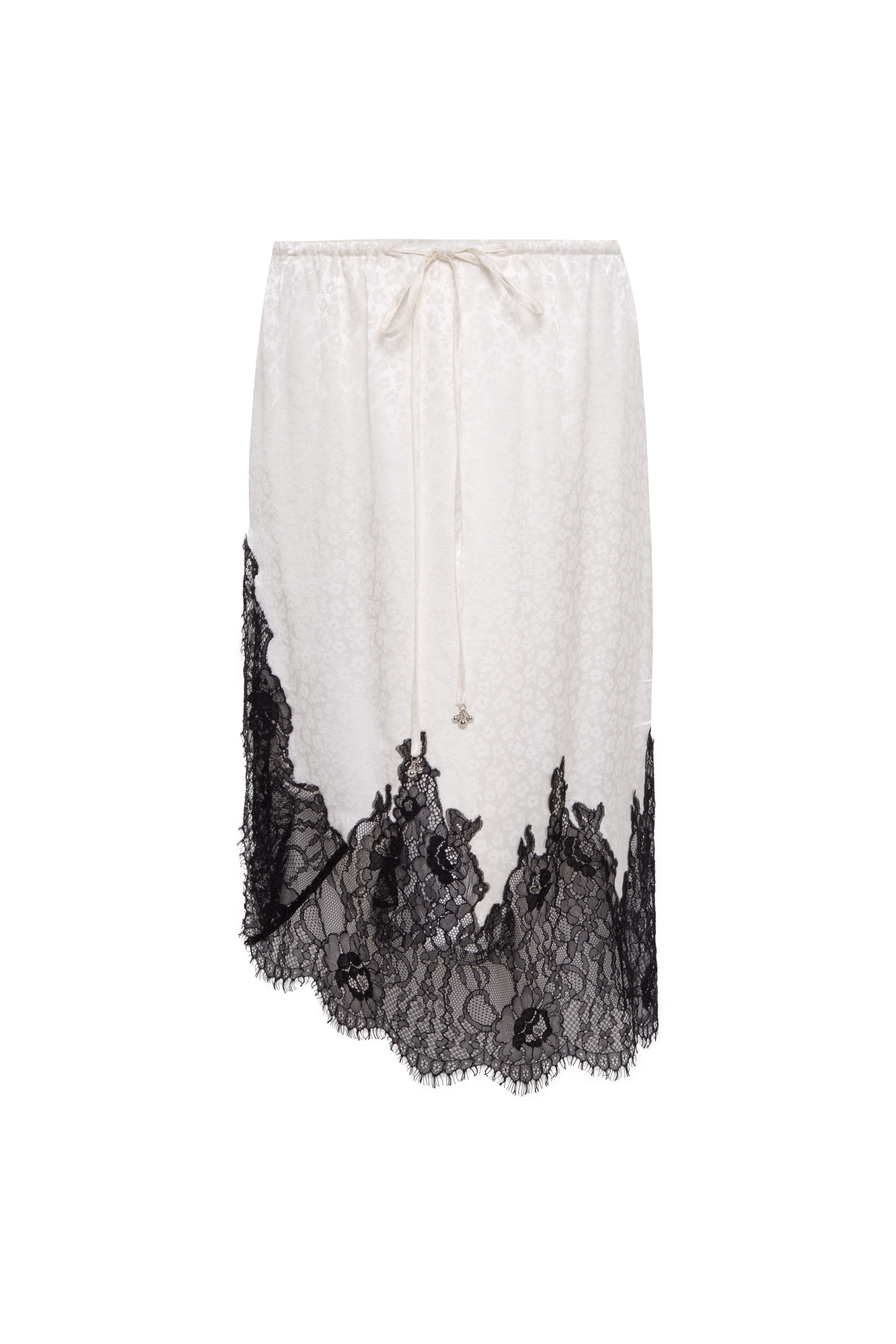 NELL - Satin lace trimmed midi skirt