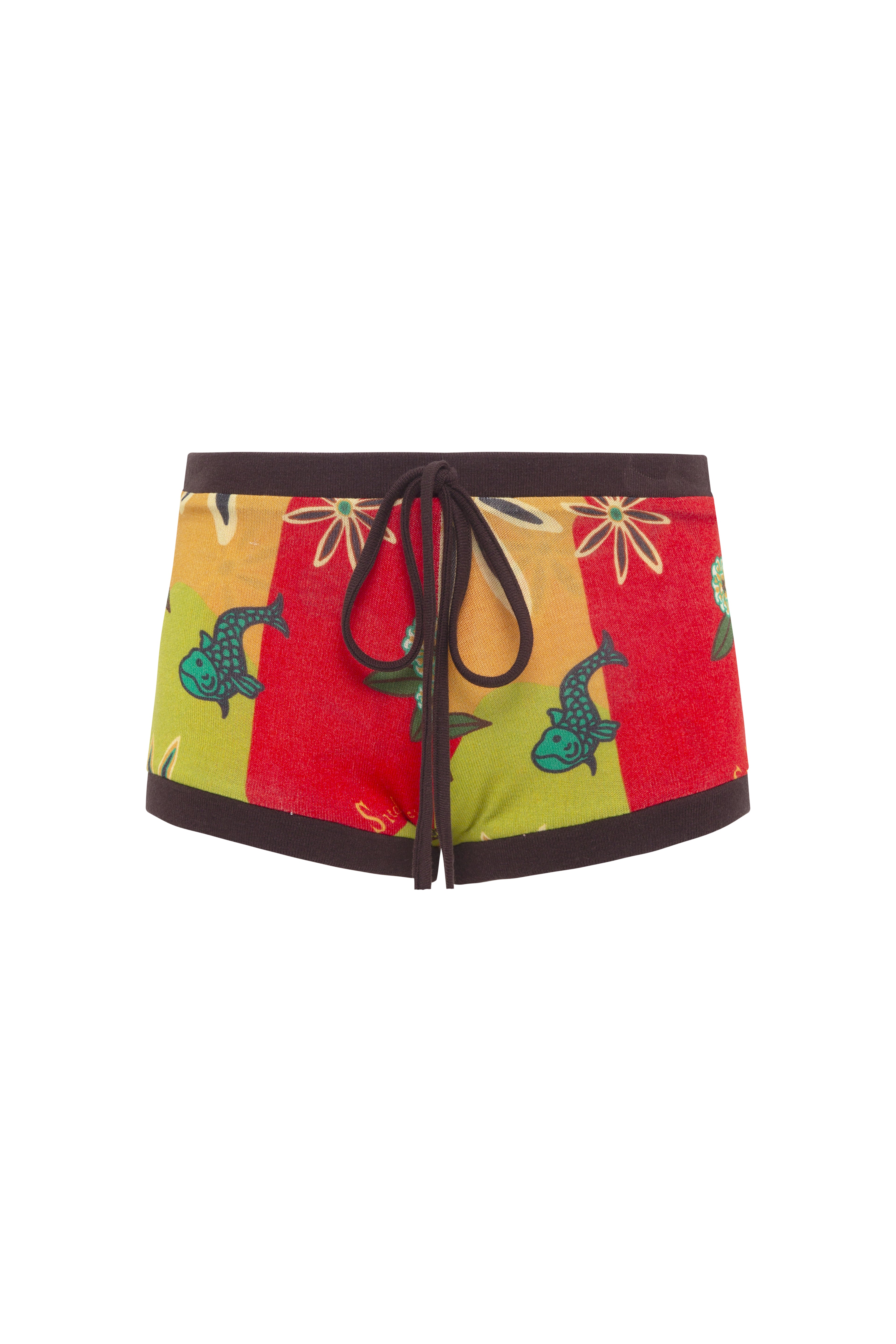 AFRA - Mini form-fitting shorts with vibrant multicolor floral pattern