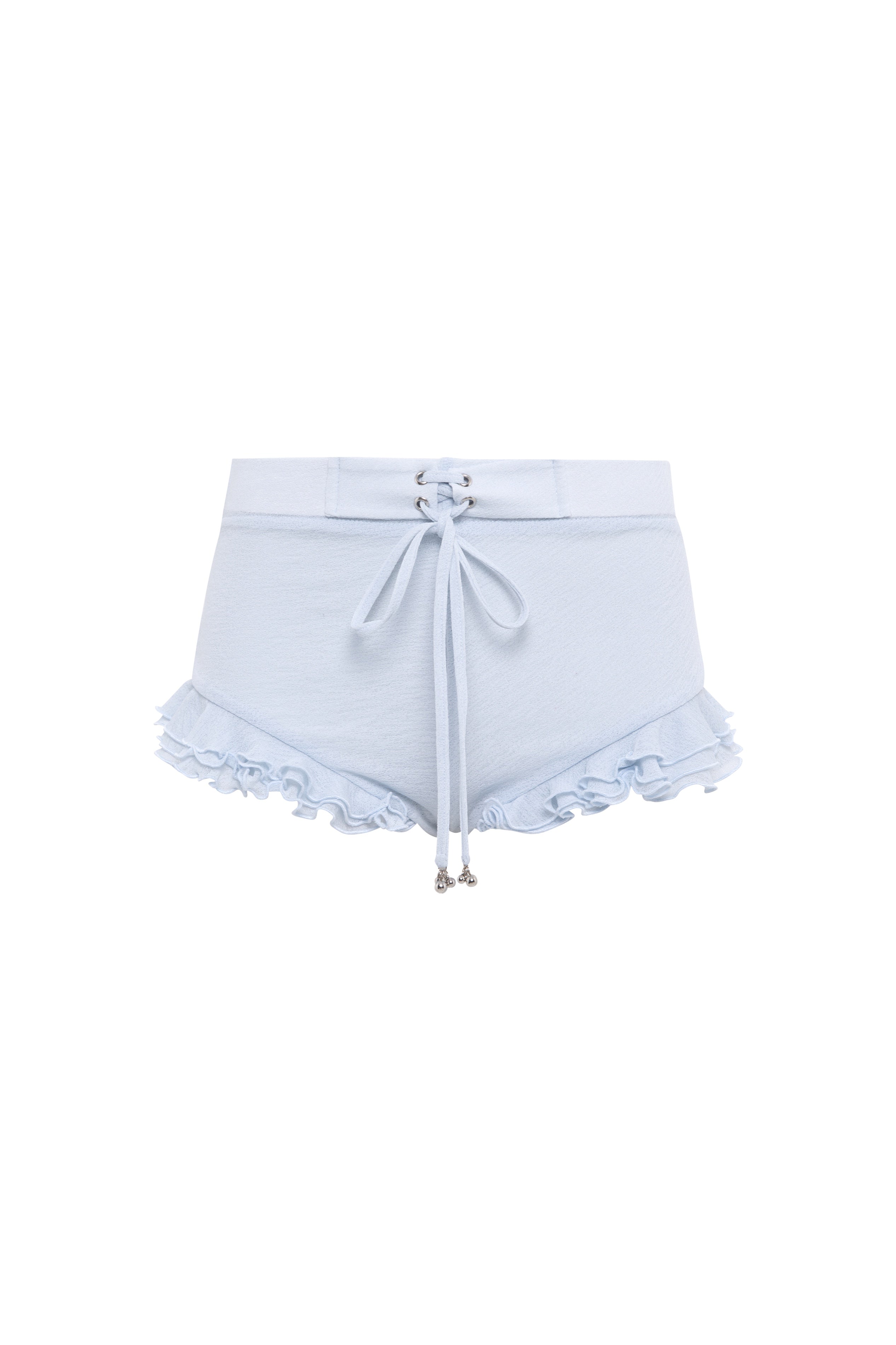 PEONIE - Ruflled mesh mini shorts