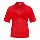 LEO - Semi-sheer mesh polo top with matching bralette