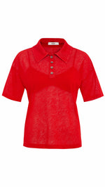 LEO - Semi-sheer mesh polo top with matching bralette