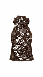 INDY - Halterneck crocheted top with open-knit texture
