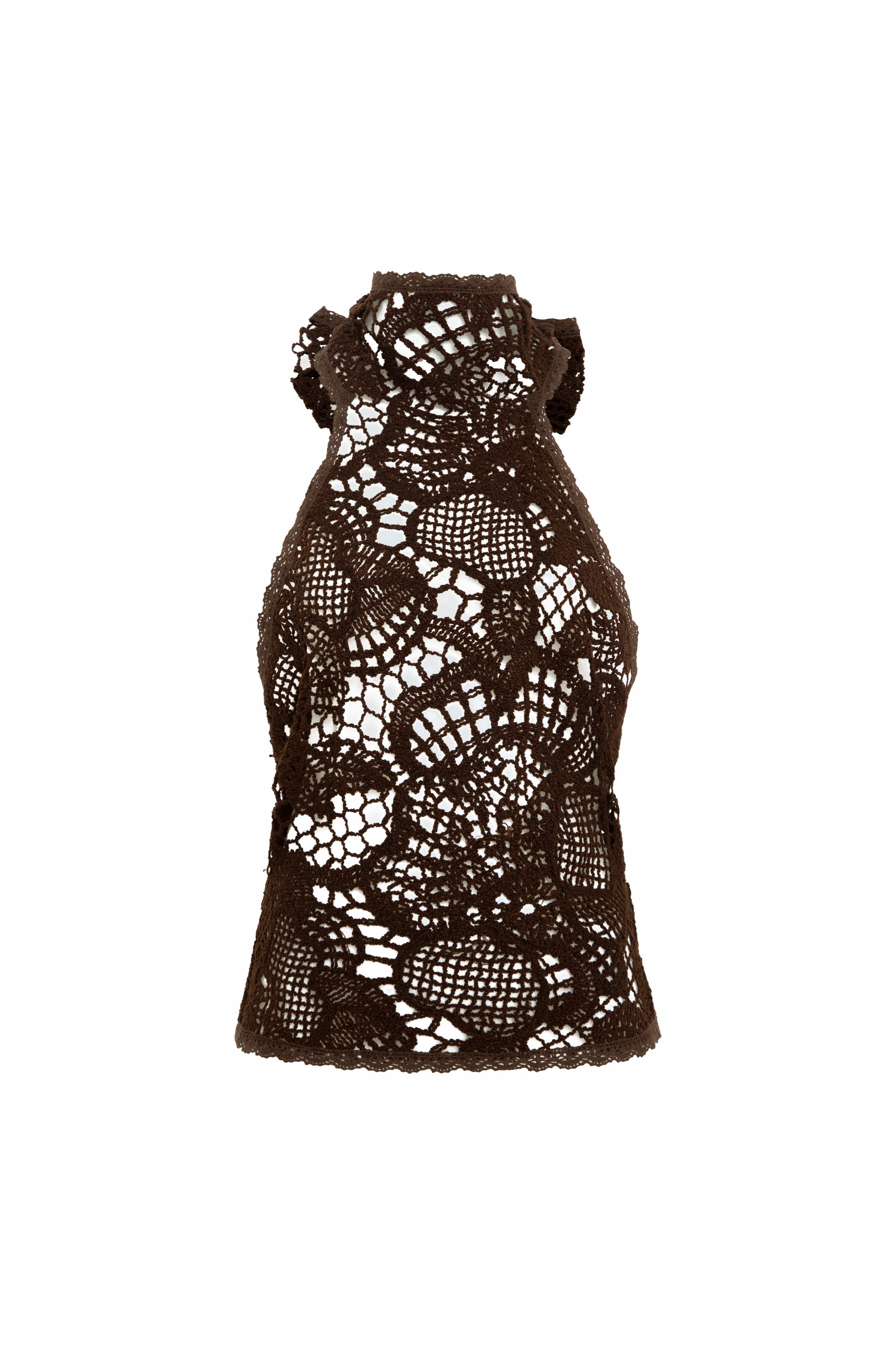 INDY - Halterneck crocheted top with open-knit texture