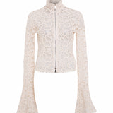 JUN - Embroidered fluted top with front zipper