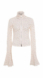 JUN - Embroidered fluted top with front zipper