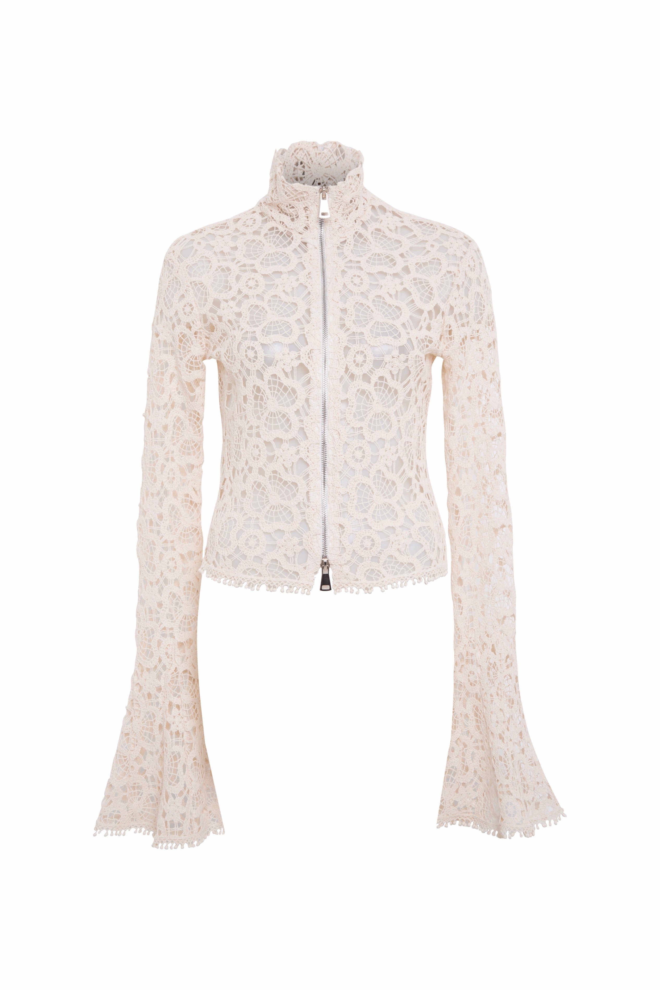 JUN - Embroidered fluted top with front zipper