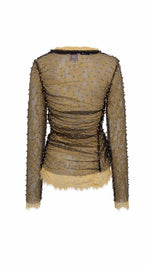 FAYE - Tulle layered lace top with metallic embelishments