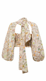 MARIS - Printed organza top with voluminous sleeves