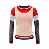 MEL - Color-block layered mesh long sleeve top