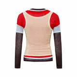 MEL - Color-block layered mesh long sleeve top