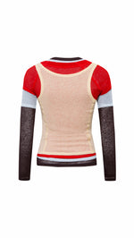 MEL - Color-block layered mesh long sleeve top