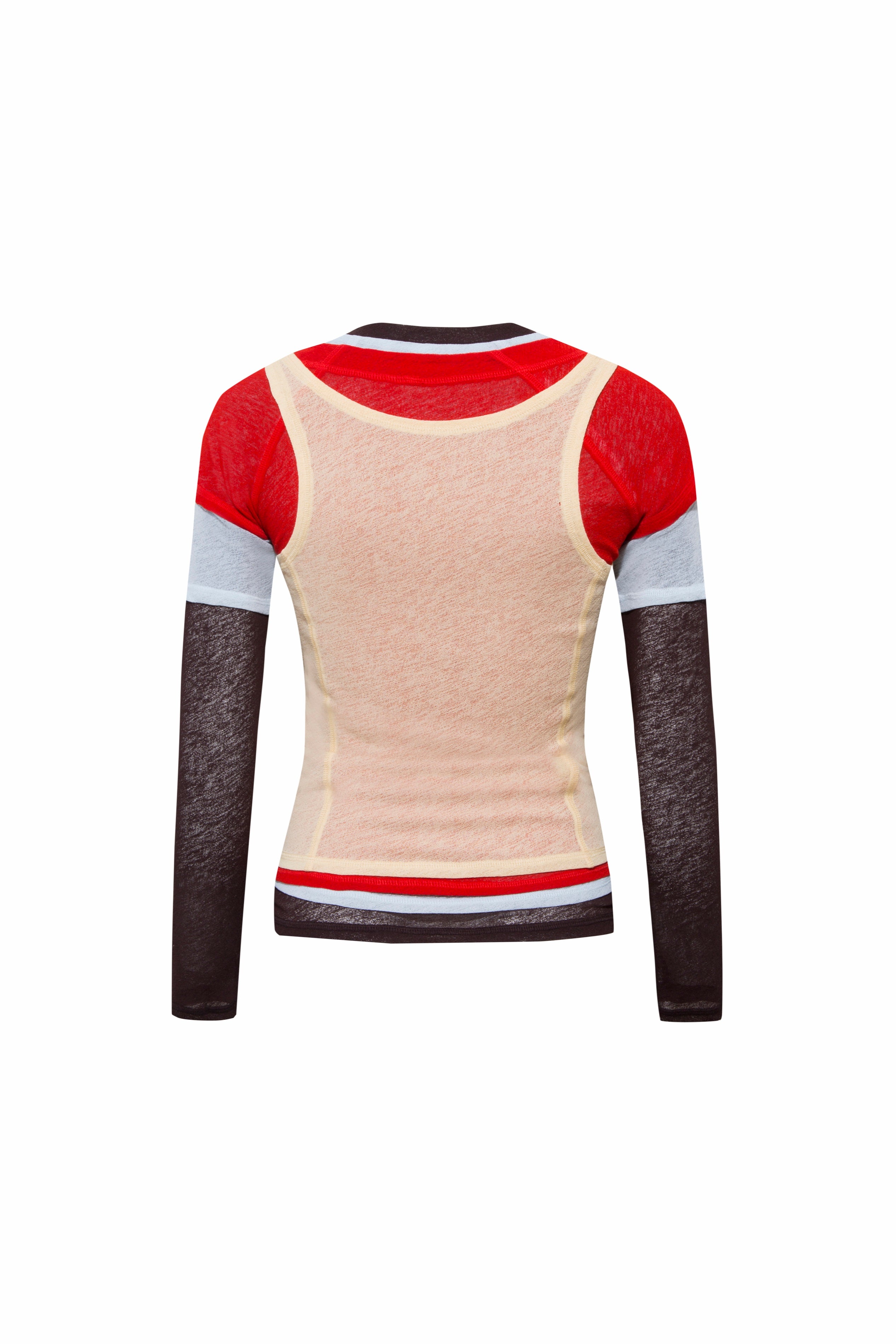MEL - Color-block layered mesh long sleeve top