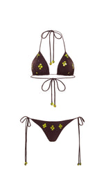 ROM - Tie-detailed embellished low-rise bikini briefs