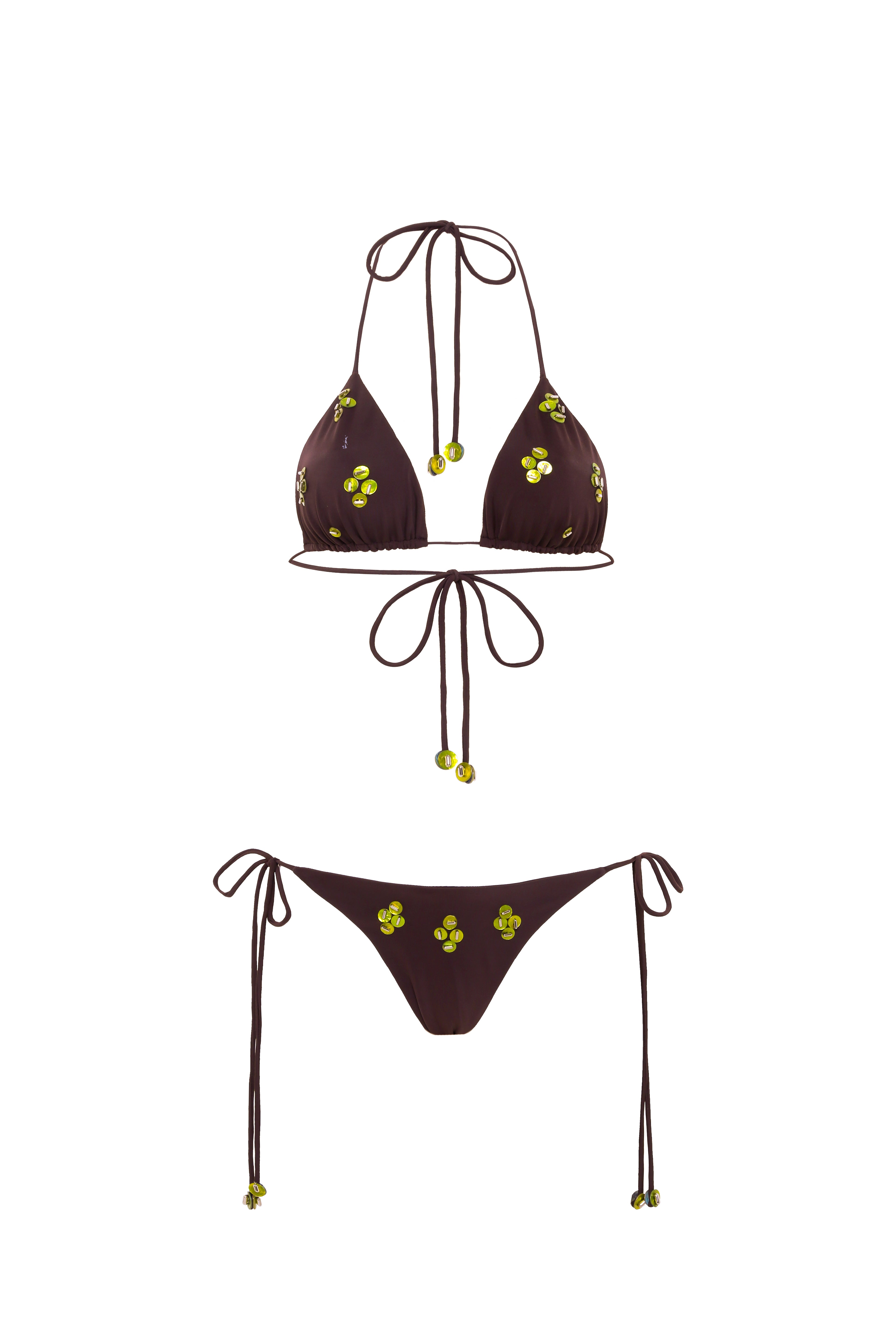 ROM - Tie-detailed embellished low-rise bikini briefs