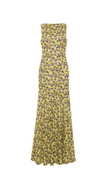 FENS - Floral print open-back mesh maxi dress