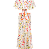 LIDIA - Printed midi satin dress with side cuts