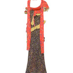 MONICA - Ruffled voile maxi dress with scarf detail