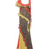 MONICA - Ruffled voile maxi dress with scarf detail