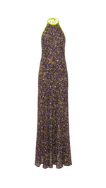 CHARLOTTE - Floral print open-back maxi voile dress