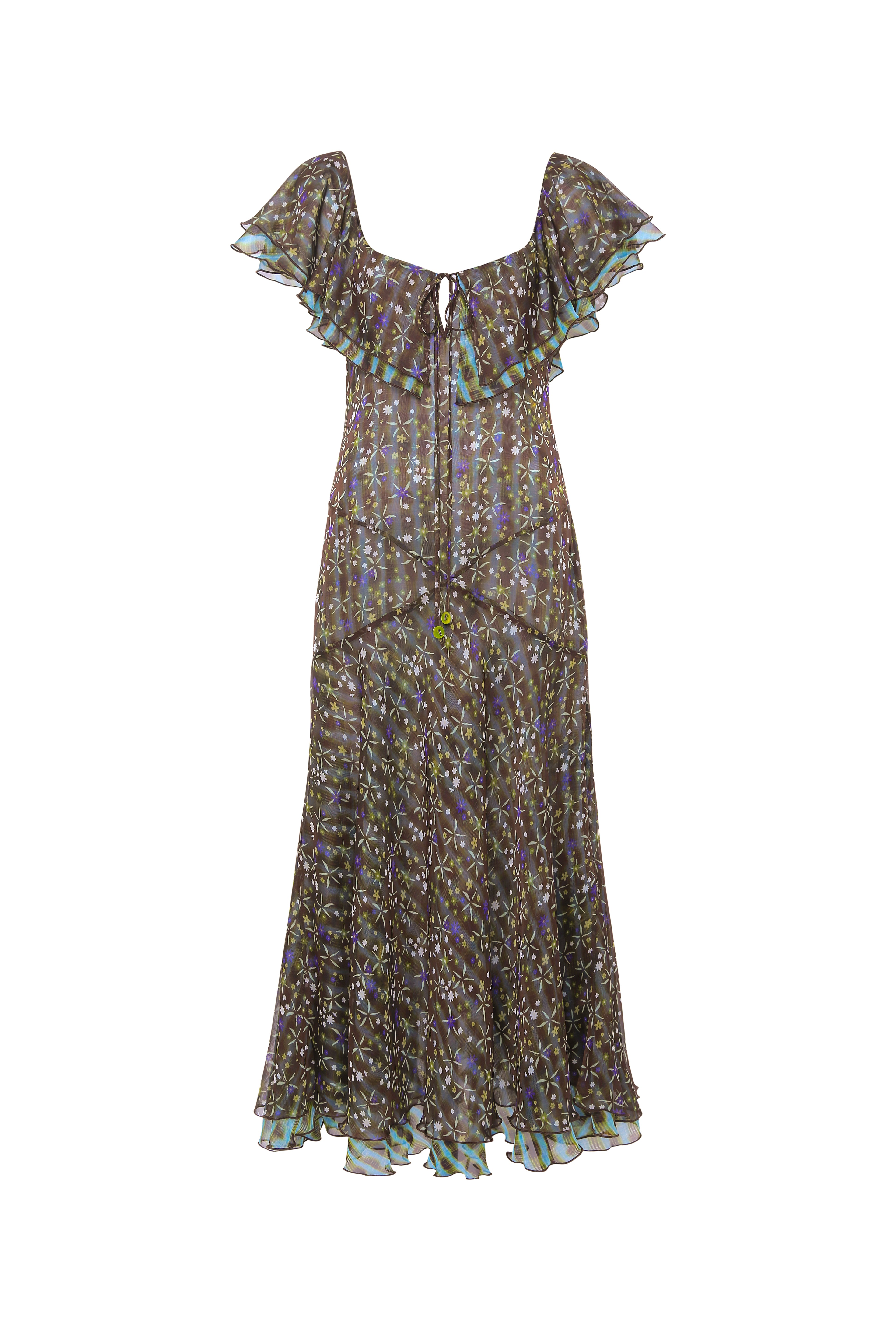 semitransparent chiffon dress with ruffles Rodeo Mango