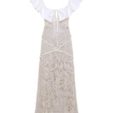 CAENES - Crochet dress with contrast poplin collar