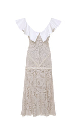 CAENES - Crochet dress with contrast poplin collar
