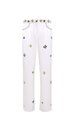 BRITY - Low-rise straight-leg embellished pants