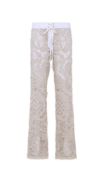 LEANE - Straight-leg crochet lace-up pants