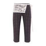 GIANNA - Studded jersey capri pants with crochet overlay