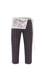 GIANNA - Studded jersey capri pants with crochet overlay