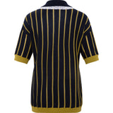 YUAN - Striped knit polo top